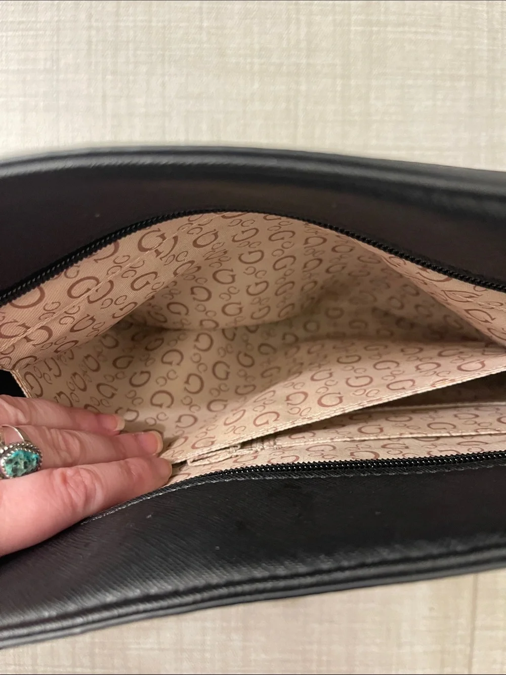 Guess Black Tote with Pink Floral Print